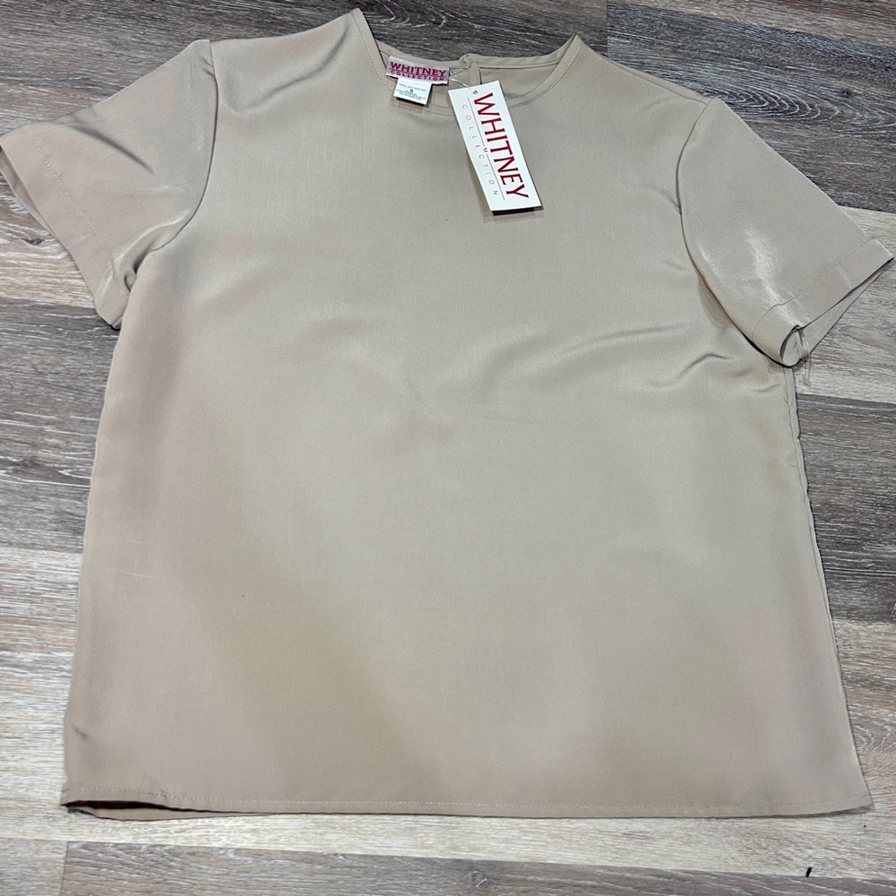 Whitney Collection Blouse S | Beige Keyhole Neck | NWT | Vintage Inspired
